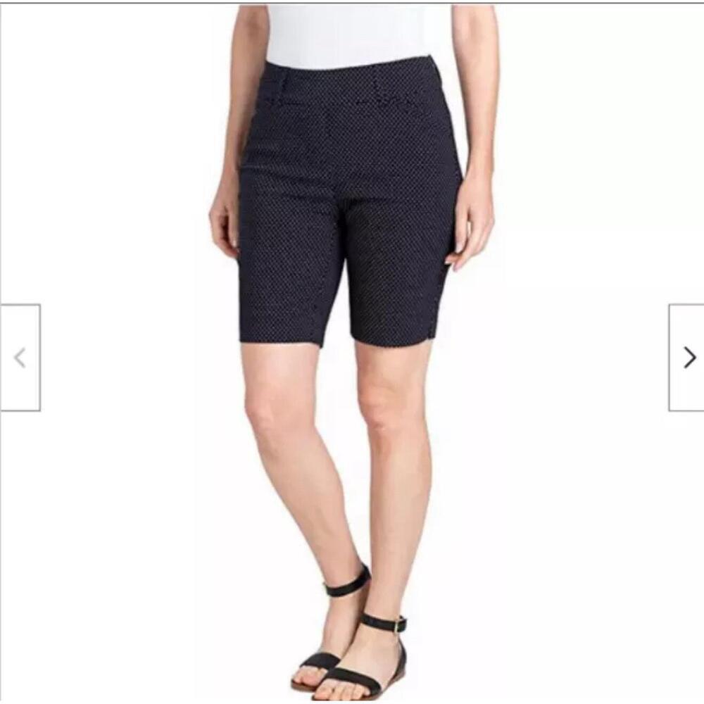 HILARY RADLEY WOMEN'S BERMUDA POLKA DOT SHORTS (NAVY/OFF WHITE 2XL) AH